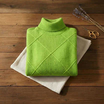 Citrus Pop Diamond Texture Turtleneck Pullover
