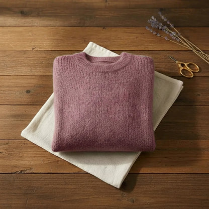 Dusty Rose Chunky Ribbed Oversized Crew Neck Knit Sweater