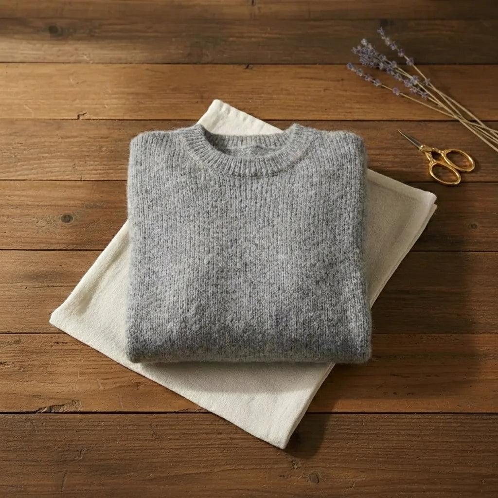 Academic Chic Crewneck Soft Grey Layered Sweater