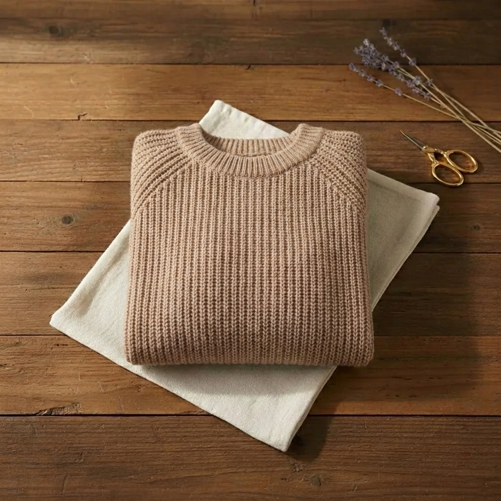 Sandstone Everyday Crewneck Camel Ribbed Knit Pullover
