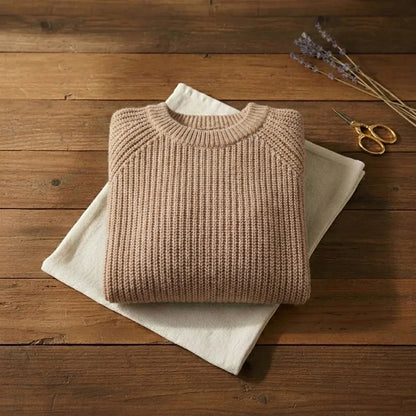 Sandstone Everyday Crewneck Camel Ribbed Knit Pullover