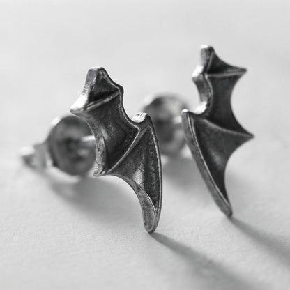 Silver Bat Wing Stud Earrings