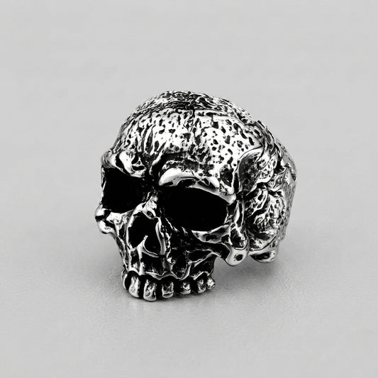 Weathered Warrior Skull Ring