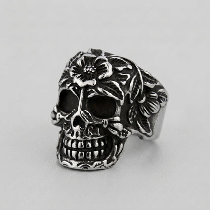 Blooming Skull Signet Ring