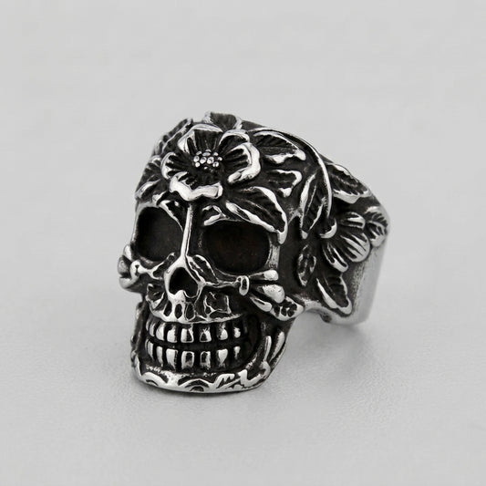 Blooming Skull Signet Ring