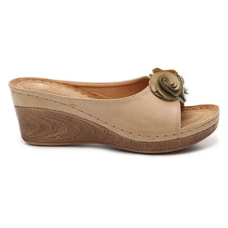 Rosette Wedge Sandals