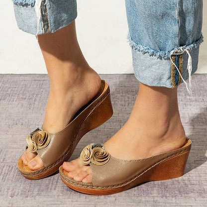 Floral Wedge Slides
