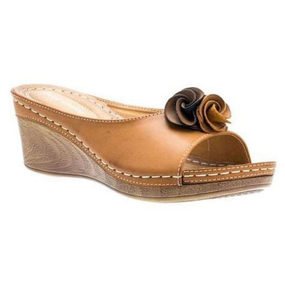 Rosette Wedge Sandals