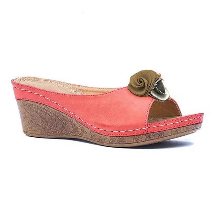 Rosette Wedge Sandals