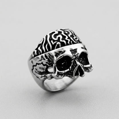 Twisted Flame Skull Signet Ring