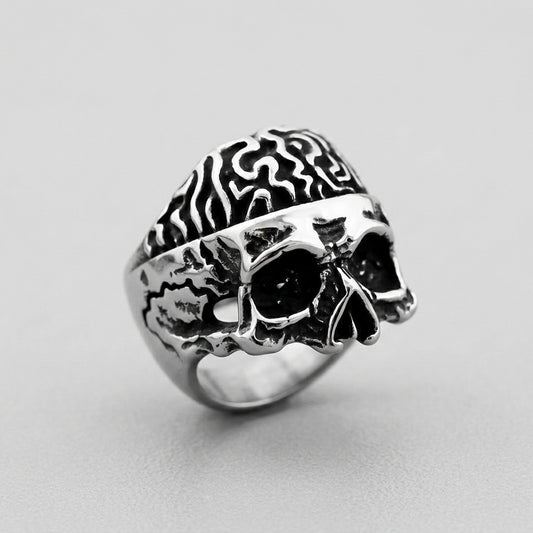 Twisted Flame Skull Signet Ring