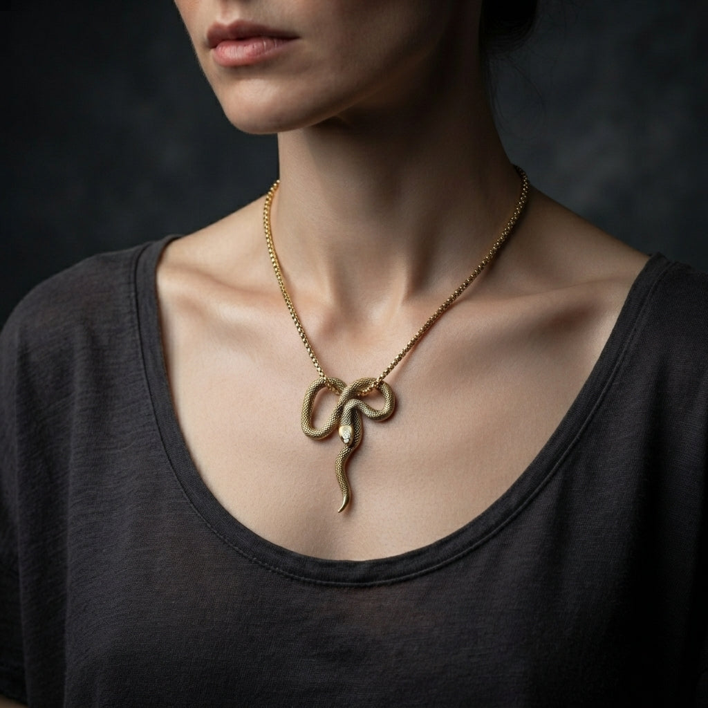 Gold Coiled Snake Necklace