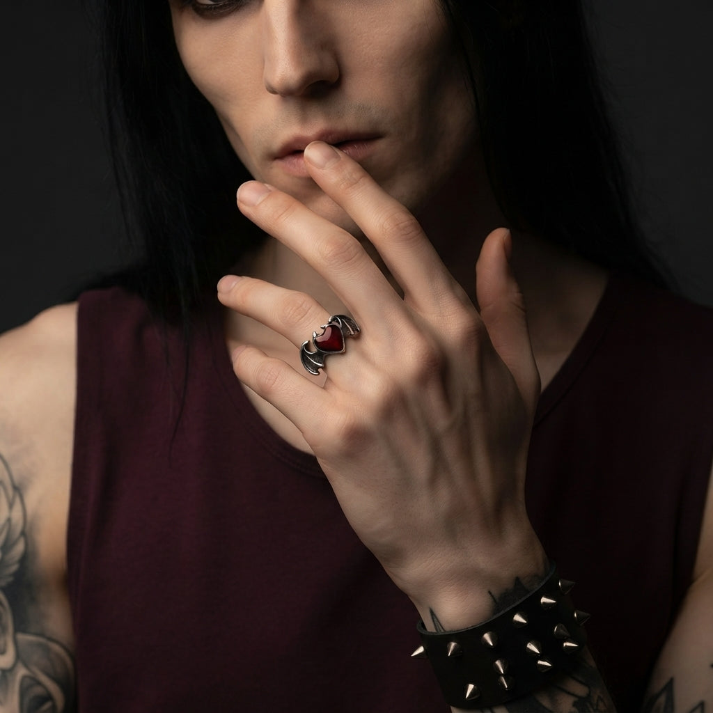 Gothic Winged Heart Ring